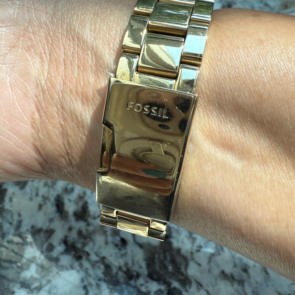 Fossil Gold Watch with Orange Face - Picture 2 of 11